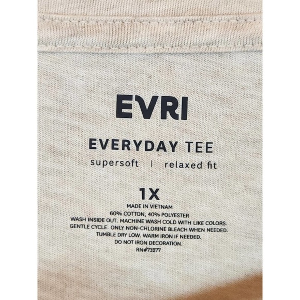 Evri Womens Cream Solid V-Neck Super Soft‎ Long Sleeve Every Day T-Shirt Size 1X - Picture 3 of 5